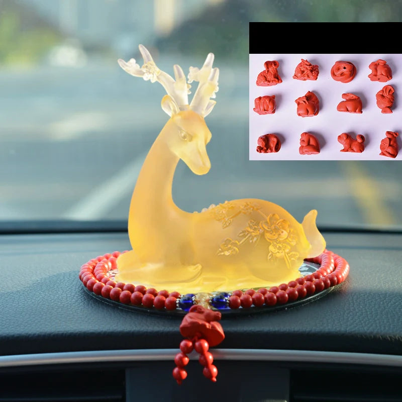 Crystal Deer Perfume Base with Agate Buddha Beads
