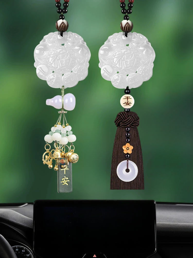 White Chalcedony Pi Xiu Pendant Car Accessory