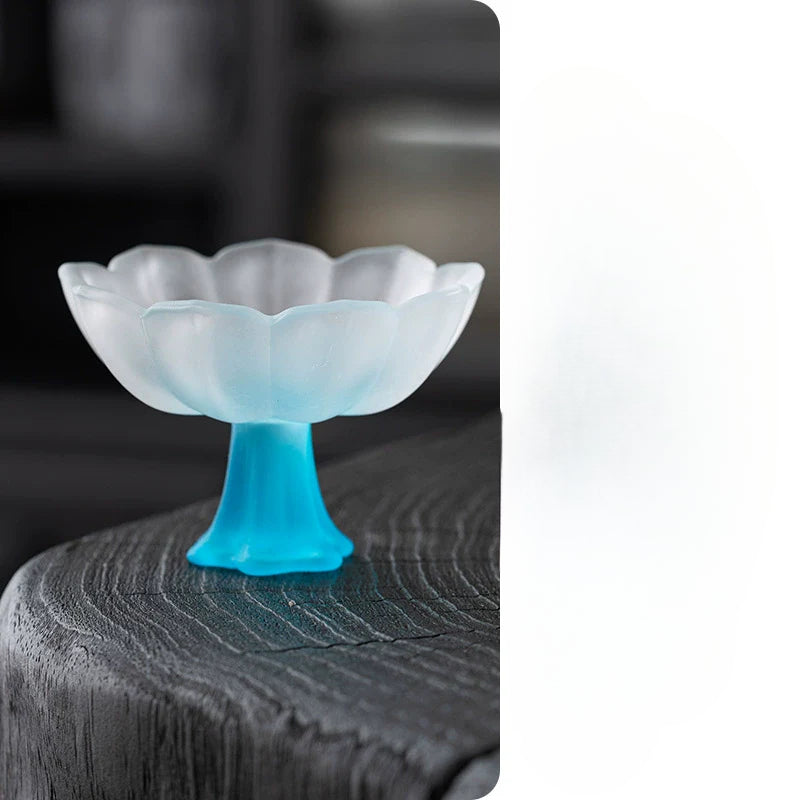 Lotus-Stemmed Colored Glass Cup