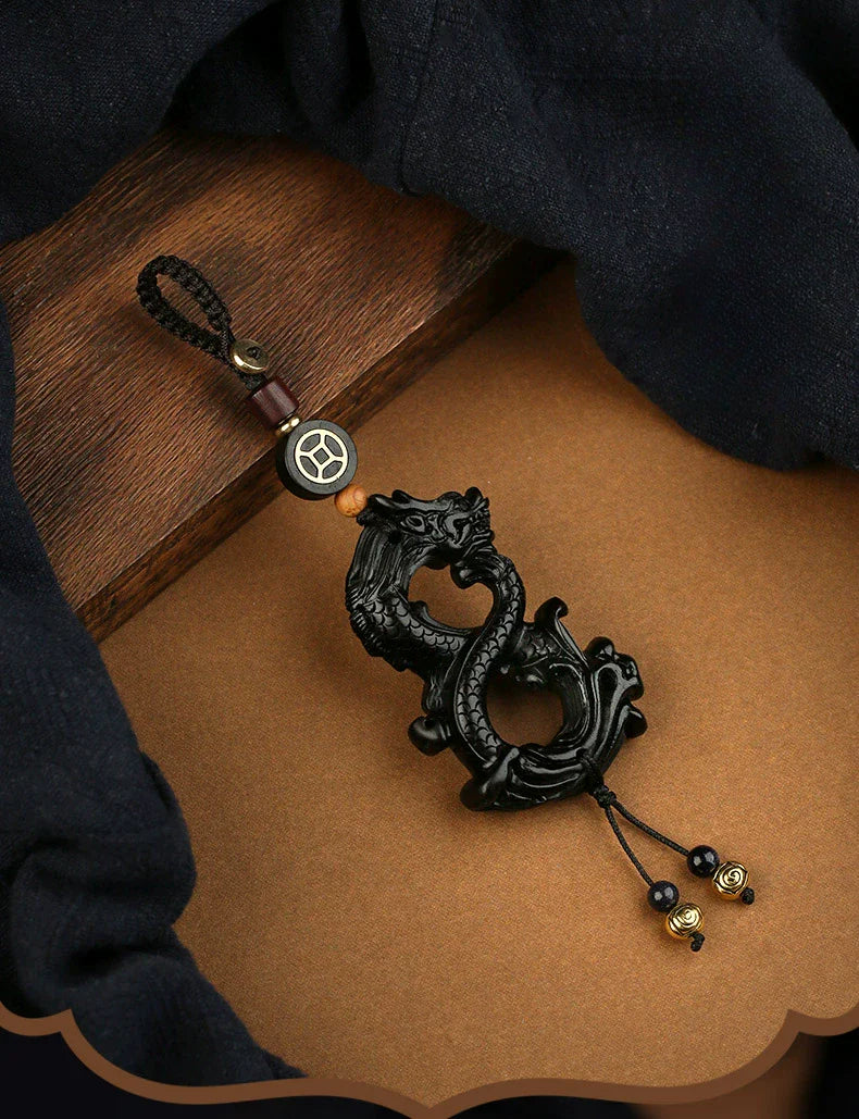 High-grade Ebony Zodiac Dragon Keychain
