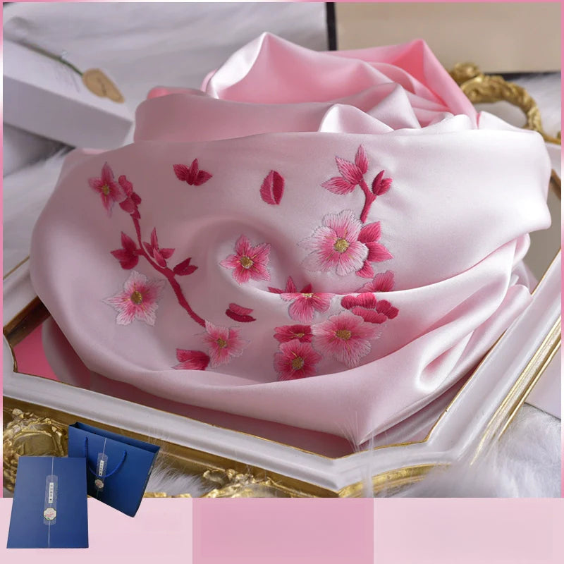 Shu Embroidery Handmade Embroidery Silk Scarf