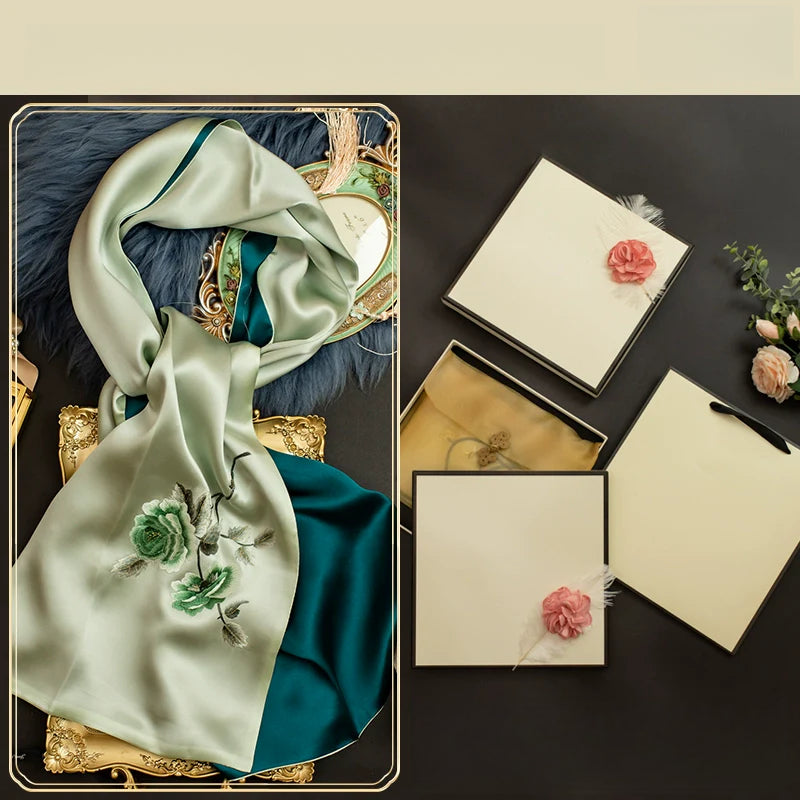 Purely handmade Suzhou embroidery peony silk scarf