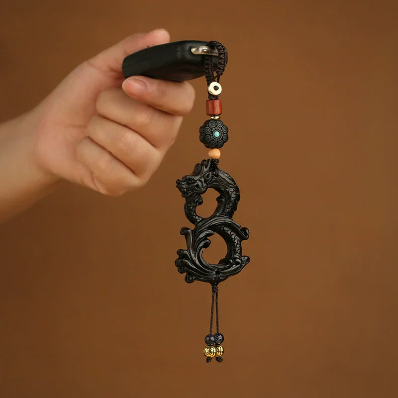 High-grade Ebony Zodiac Dragon Keychain