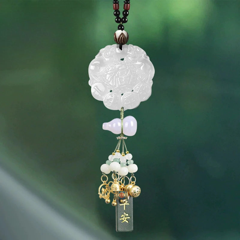White Chalcedony Pi Xiu Pendant Car Accessory