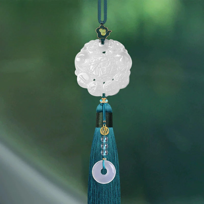 White Chalcedony Pi Xiu Pendant Car Accessory