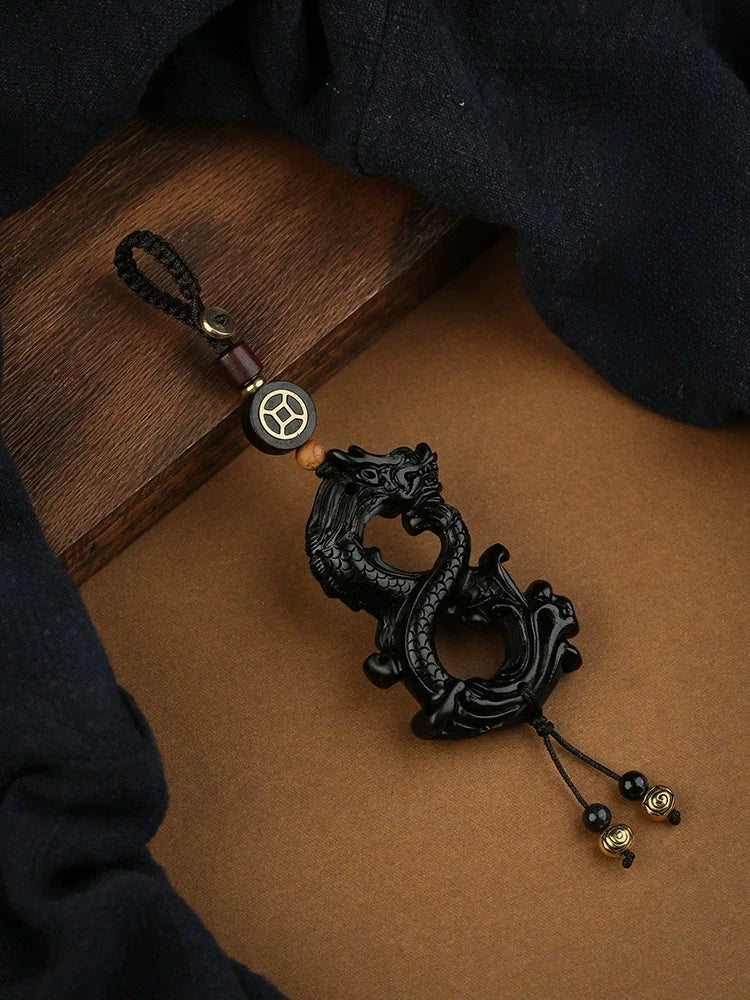 High-grade Ebony Zodiac Dragon Keychain