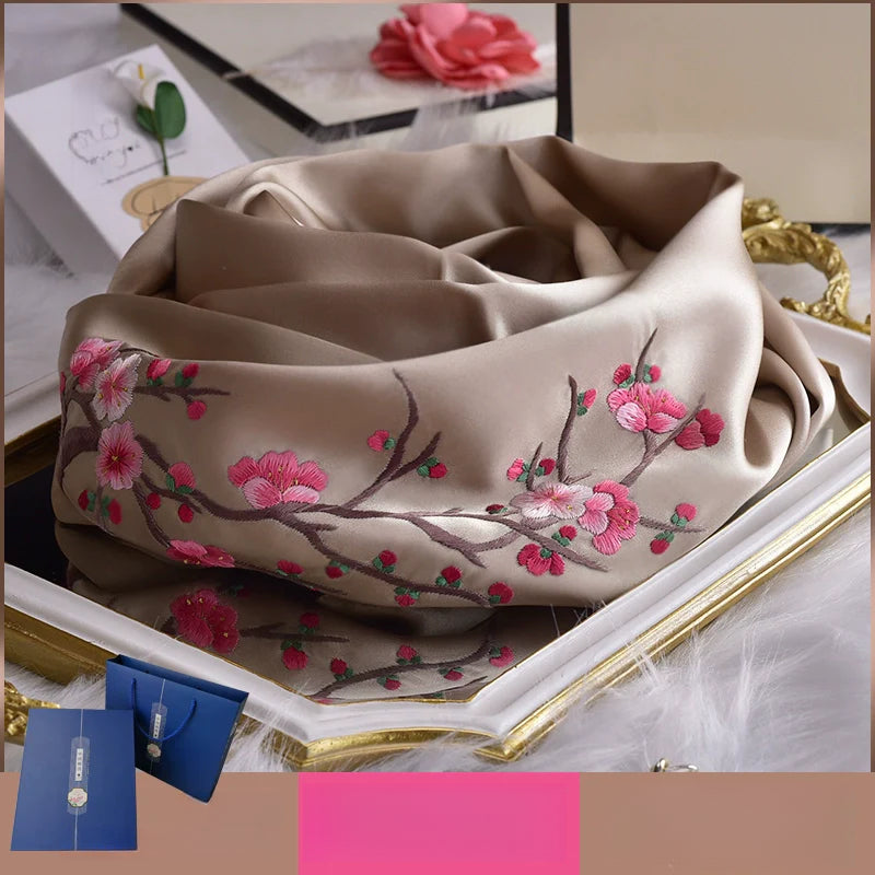 Shu Embroidery Handmade Embroidery Silk Scarf