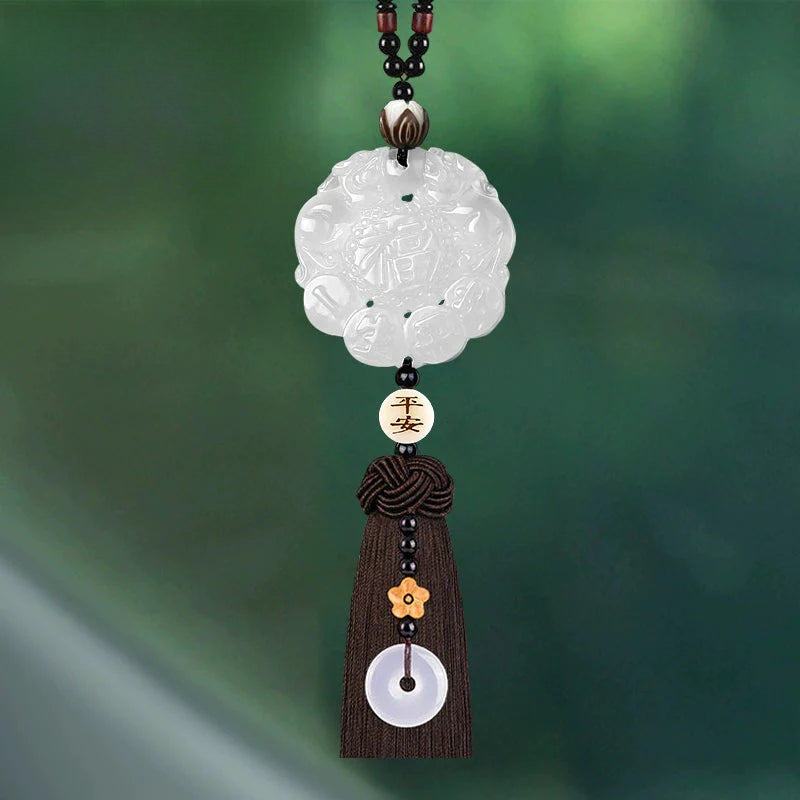 White Chalcedony Pi Xiu Pendant Car Accessory