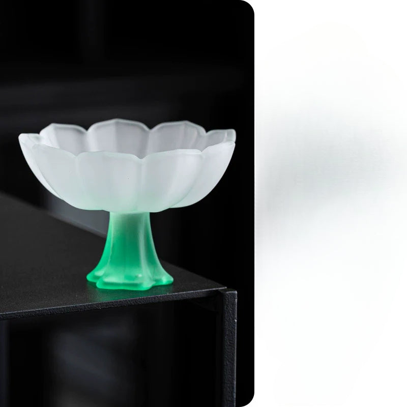 Lotus-Stemmed Colored Glass Cup