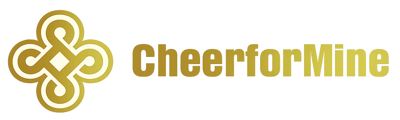Gold logo with the text 'CheerforMine' on a white background