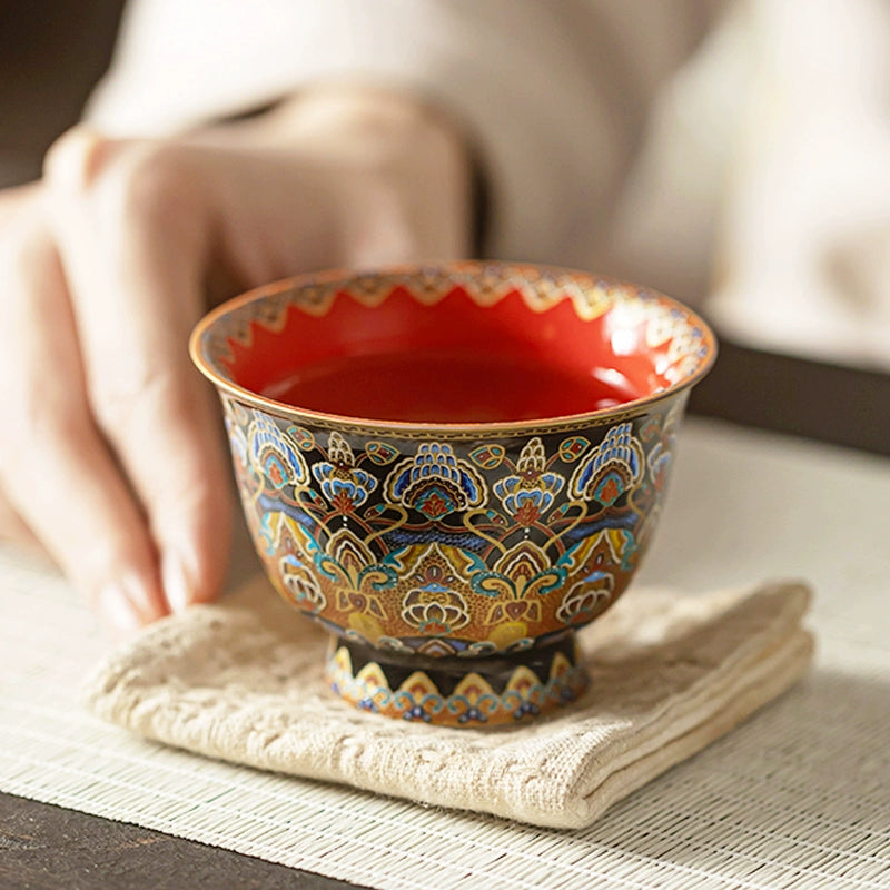 Hand-Painted Enameled Teacup