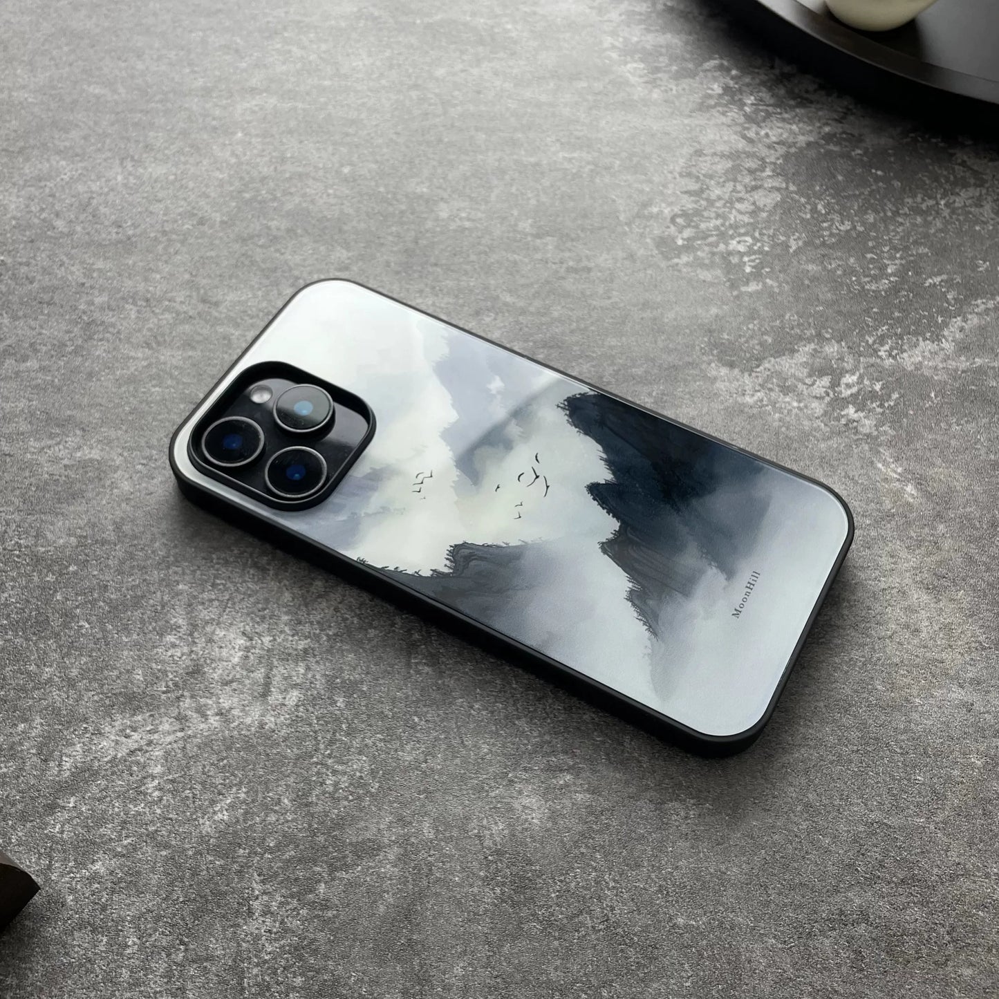 Green landscape ink painting non-slip full-coverage glass original premium phone case