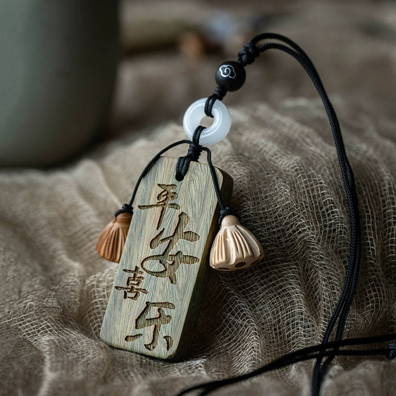 Peace Plaque Green Sandalwood Car Pendant