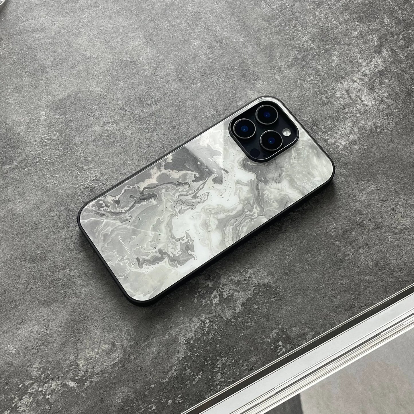 Gray cloudy pattern non-slip full-coverage glass original premium phone case