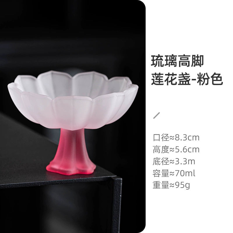 Lotus-Stemmed Colored Glass Cup