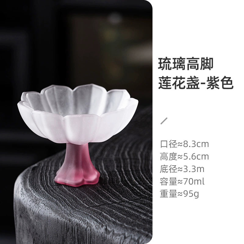 Lotus-Stemmed Colored Glass Cup