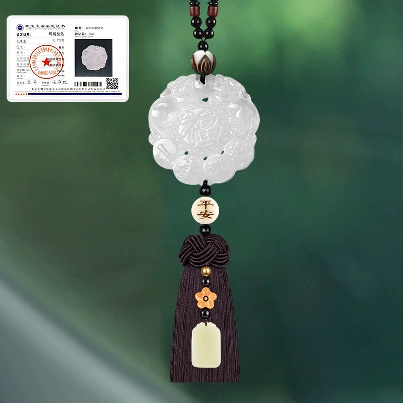 White Chalcedony Pi Xiu Pendant Car Accessory