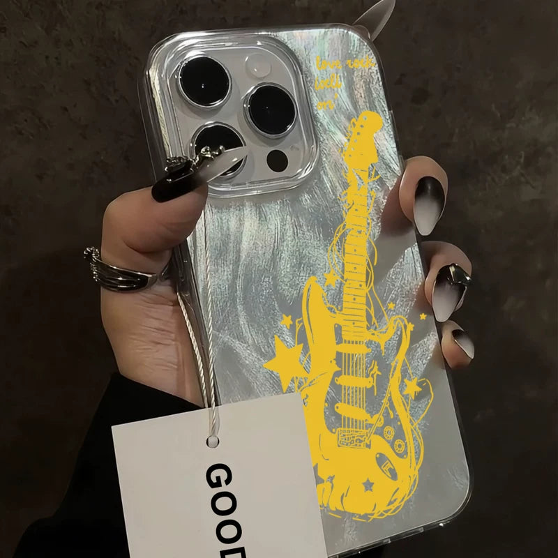 Retro Instagram niche trendy cool guitar feather phone case