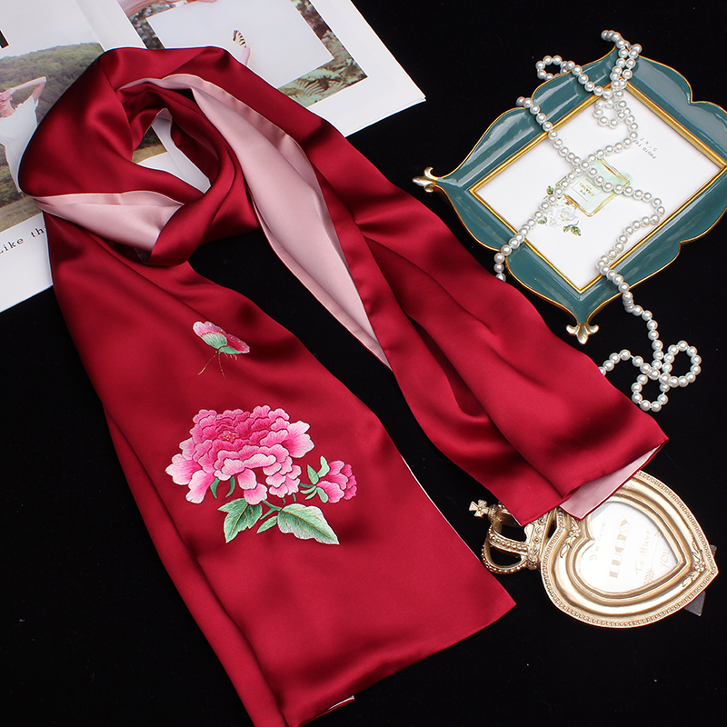 Suzhou embroidery hand-embroidered silk scarf