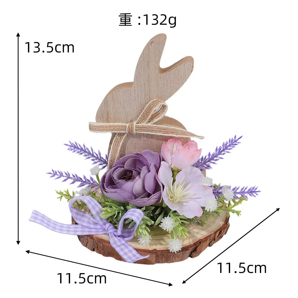 Easter Bunny Egg Simulation Flower Bunny-Shaped Desktop Ornament