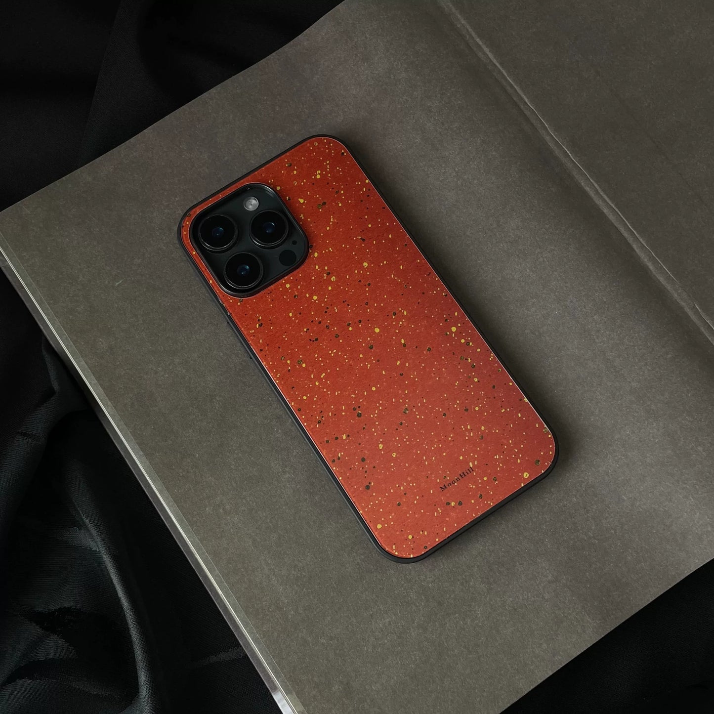 Red and gold abstract art non-slip full-coverage tempered glass premium phone case