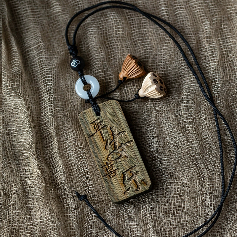 Peace Plaque Green Sandalwood Car Pendant