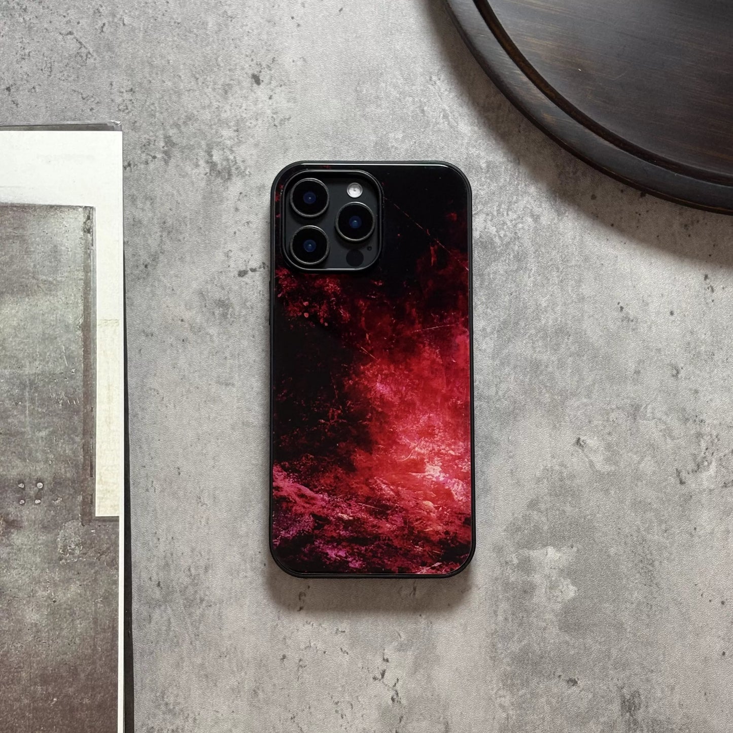 Red flame non-slip full-coverage tempered glass premium phone case