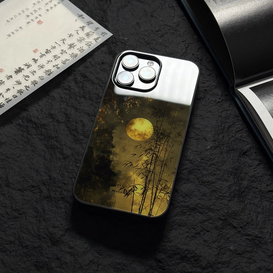 Moonlit bamboo forest art design non-slip full-coverage tempered glass premium phone case