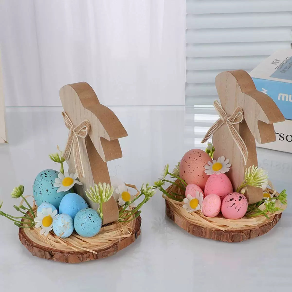 Easter Bunny Egg Simulation Flower Bunny-Shaped Desktop Ornament