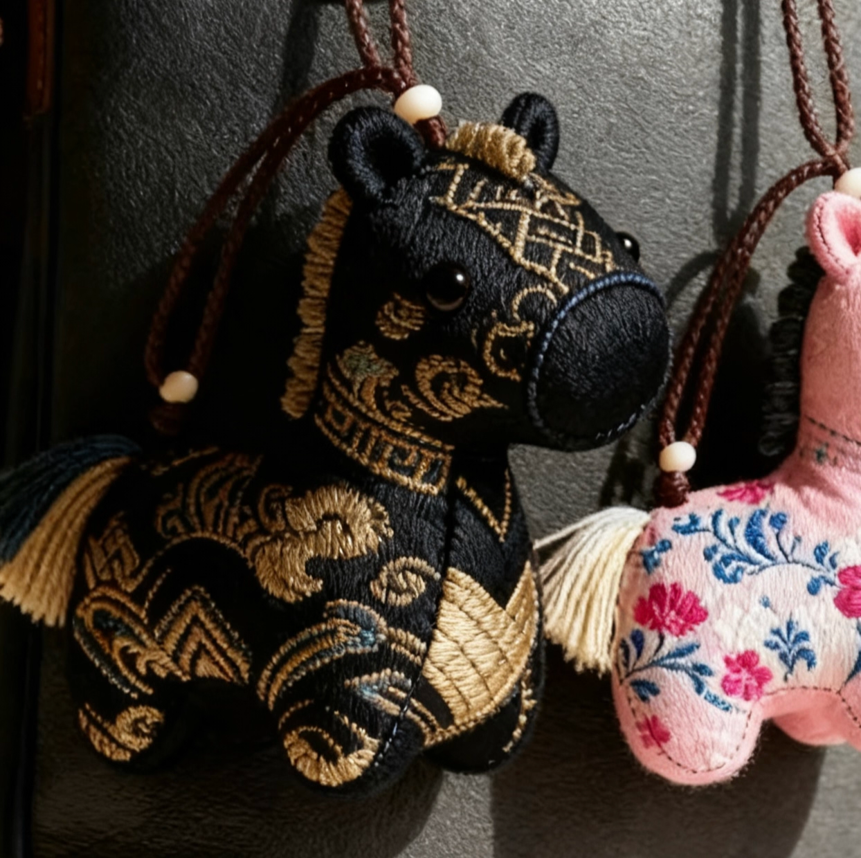 Cute and lucky pony embroidered pendant, a mascot for the Year of the Horse 2026, perfect as a gift for family.
