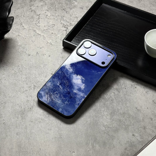 Dark blue anti-slip full-coverage glass premium phone case