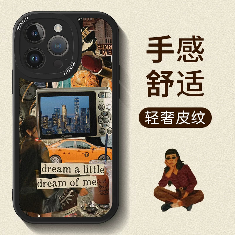 New American-style creative retro patchwork premium full-coverage shockproof phone case