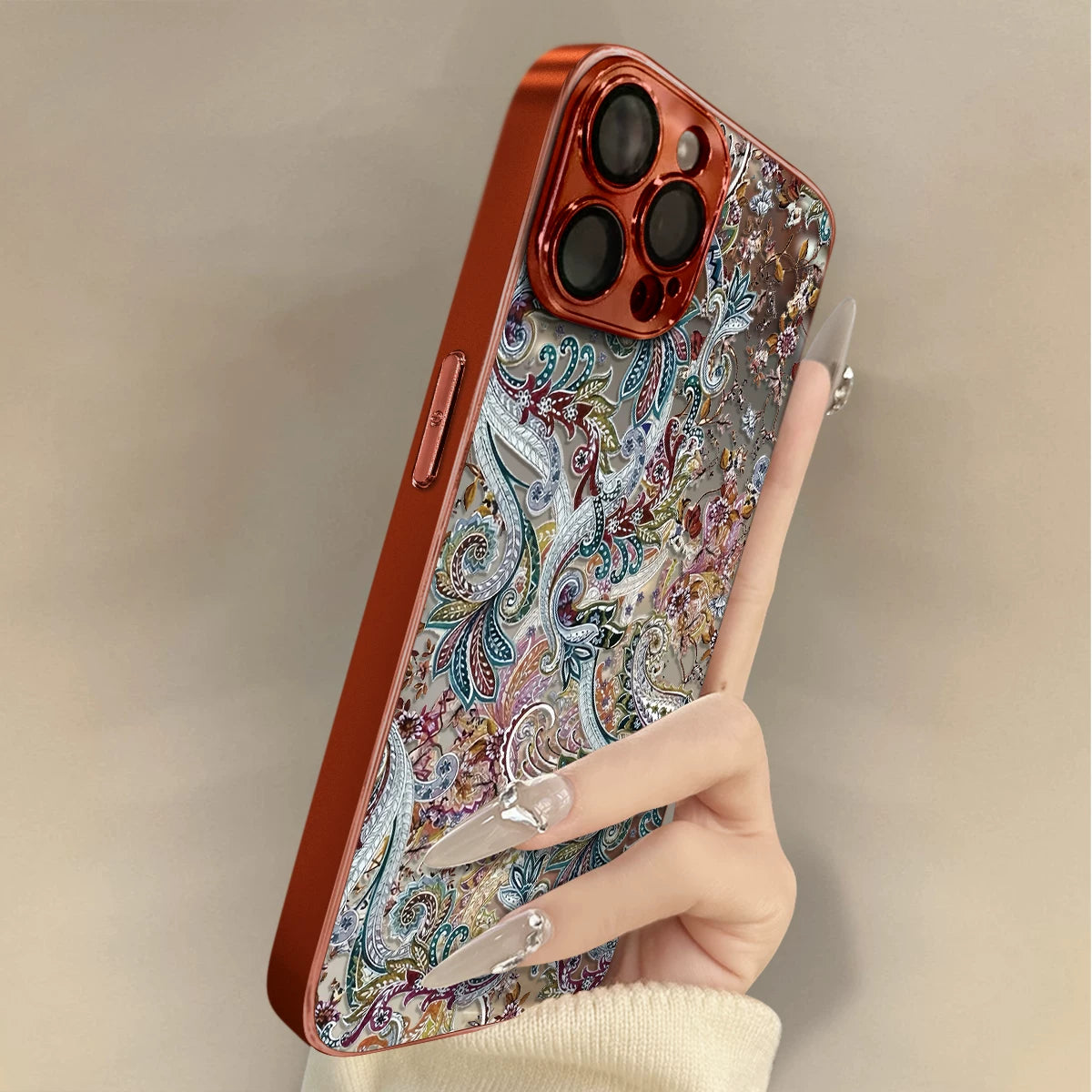New retro patterned glass full-coverage phone case