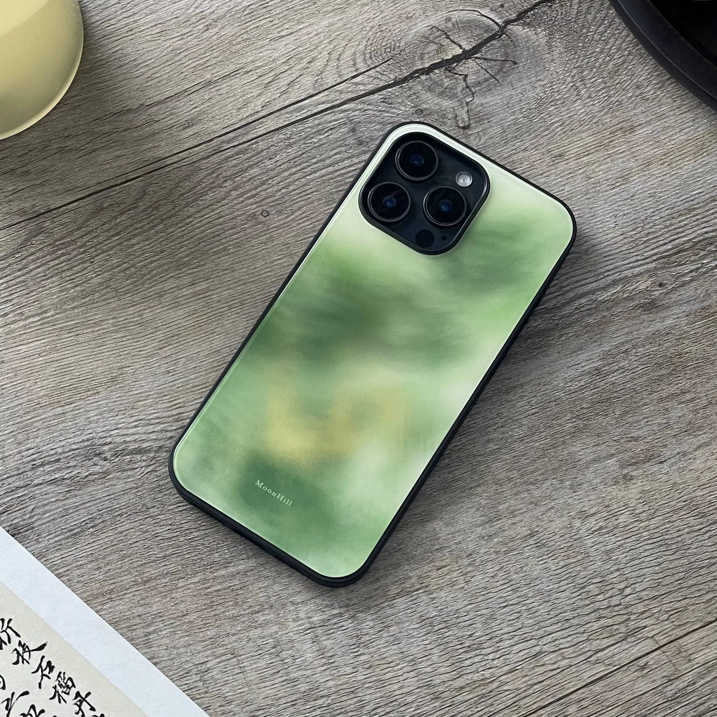Yellow-green grass pattern, non-slip, full-coverage glass original premium phone case