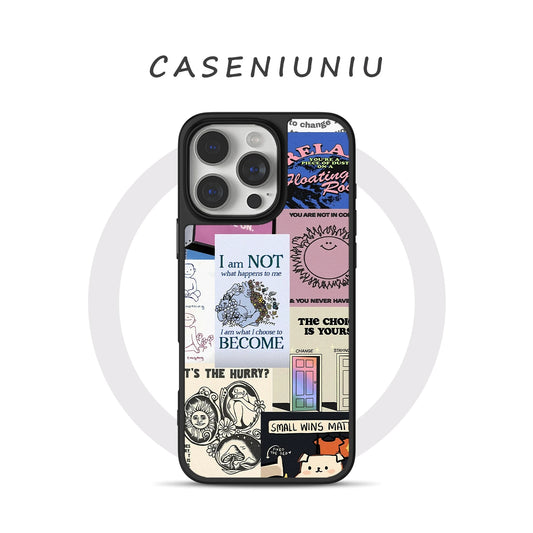American retro cyberpunk collage manifesto magnetic phone case