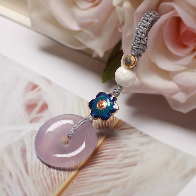 Purple Chalcedony Safe Buckle Girl Car Keychain Pendant