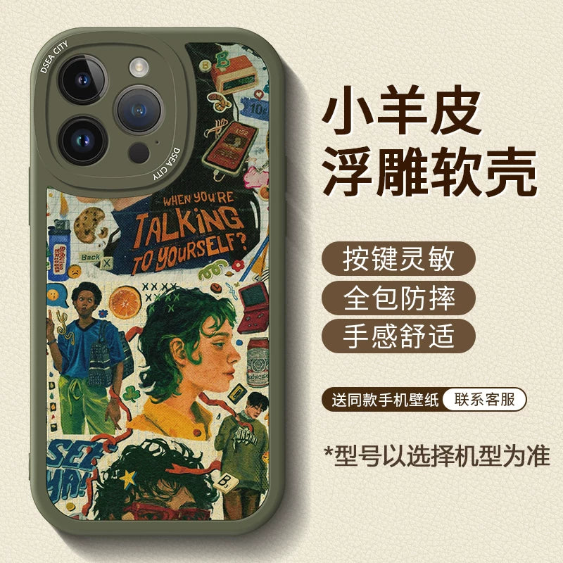 New American-style creative retro patchwork premium full-coverage shockproof phone case