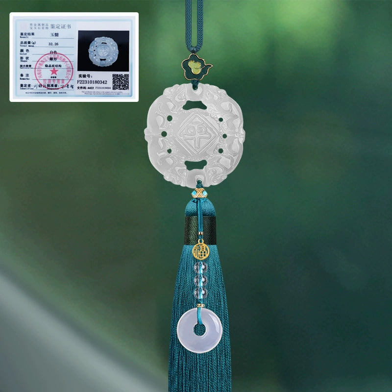 White Chalcedony Pi Xiu Pendant Car Accessory