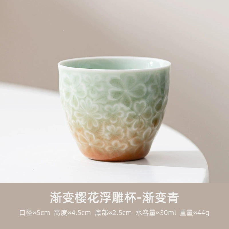 Ombré Cherry Blossom Relief Teacup