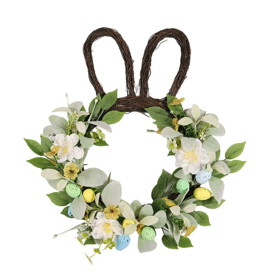 Easter Bunny Egg Wreath Artificial Flower Decorative Pendant