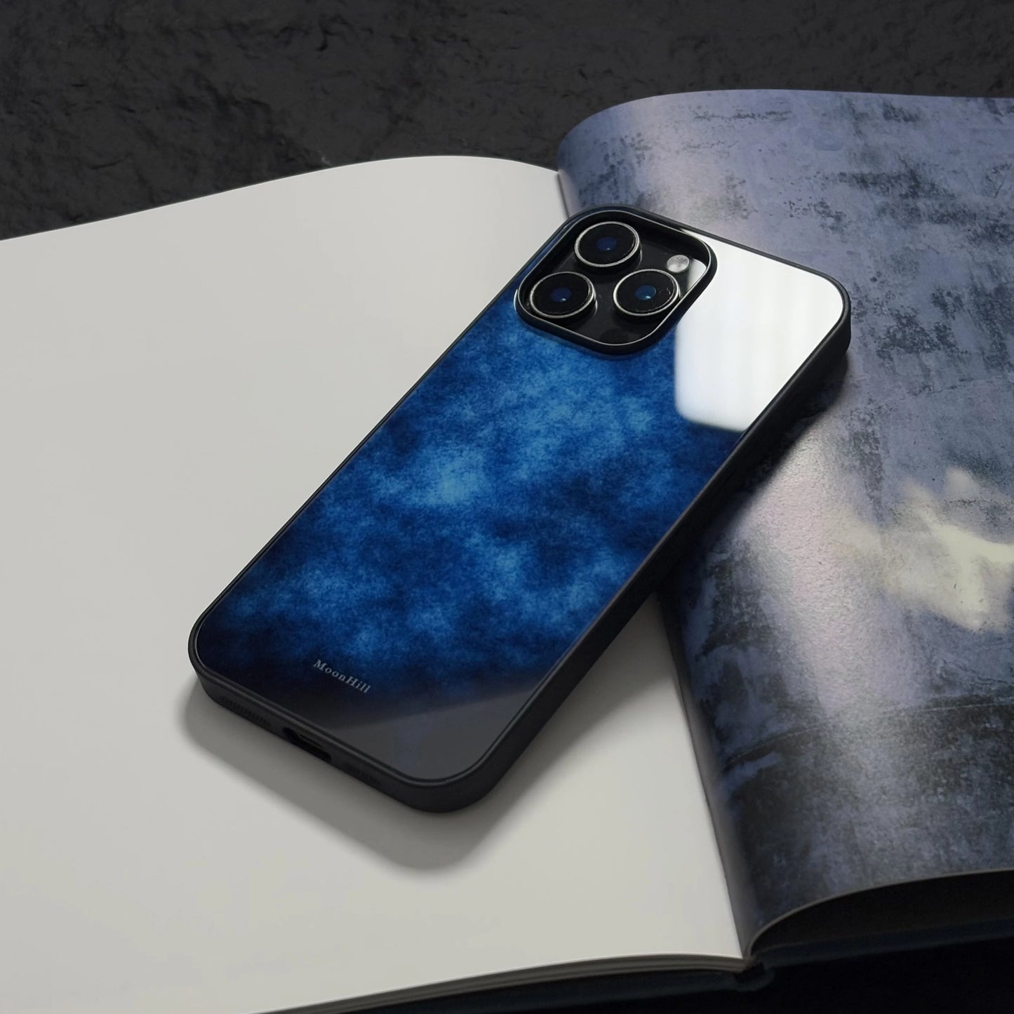 Mysterious lake surface art design, anti-slip, full-coverage glass premium phone case.