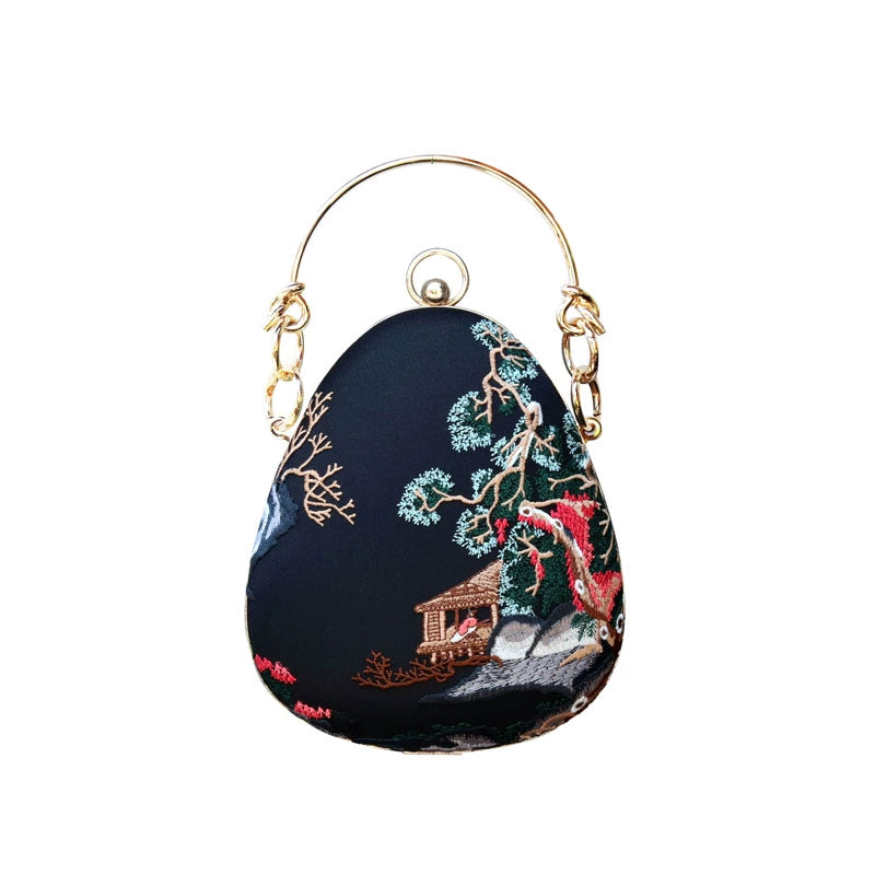 Chinese original ancient flower water drop gold bag