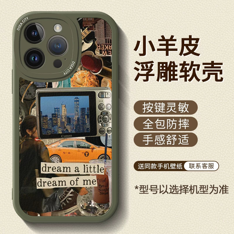 New American-style creative retro patchwork premium full-coverage shockproof phone case