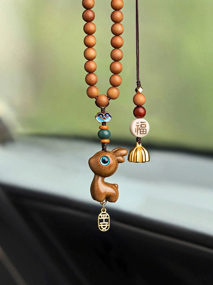 Cute Deer Sandalwood Car Pendant