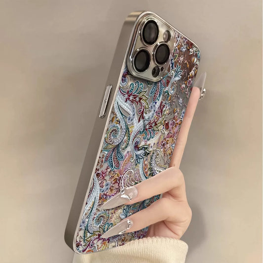 New retro patterned glass full-coverage phone case