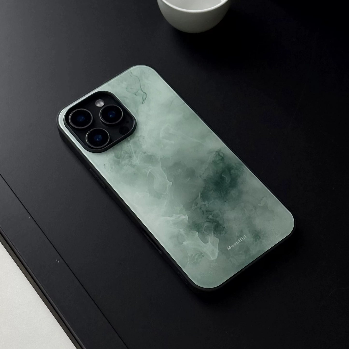 Emerald green anti-slip full-coverage glass premium phone case