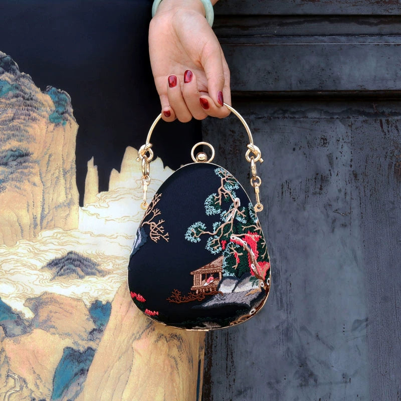 Chinese original ancient flower water drop gold bag