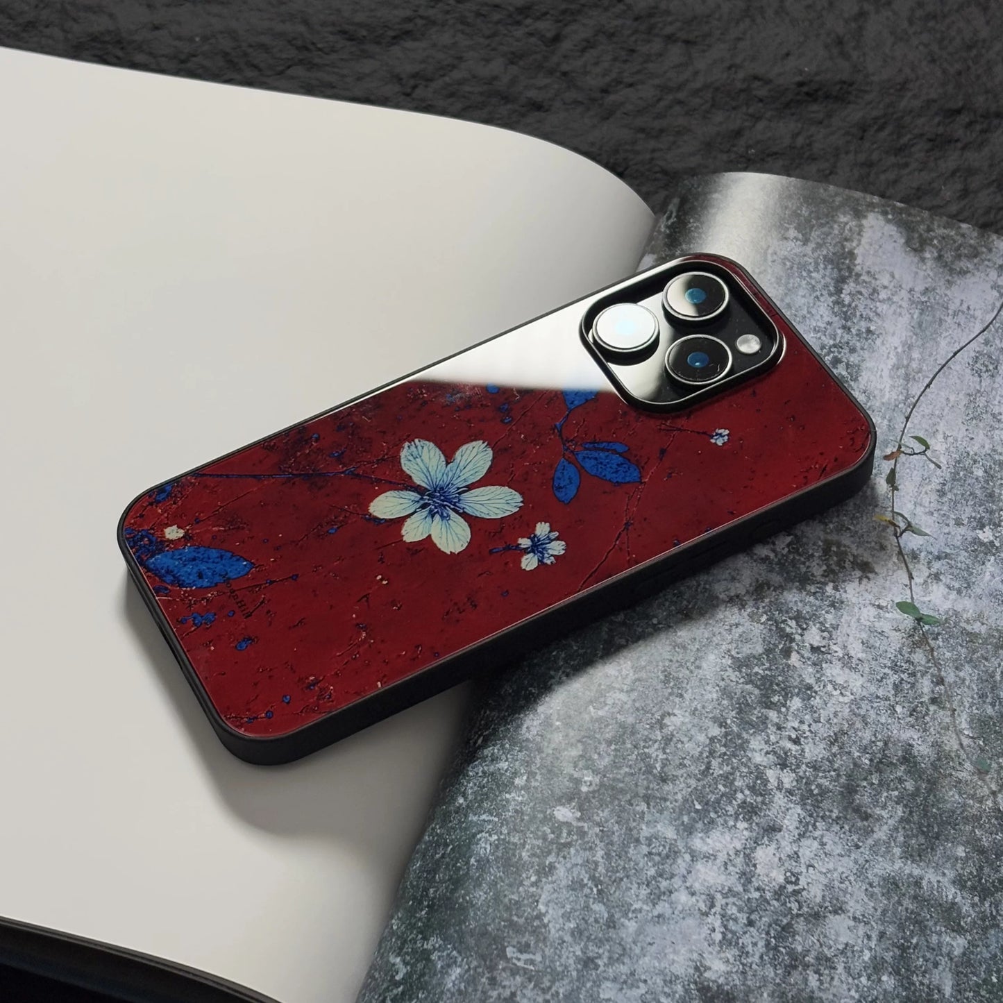 Burning White Orchid Full-Wrap Glass Original Design Premium Phone Case