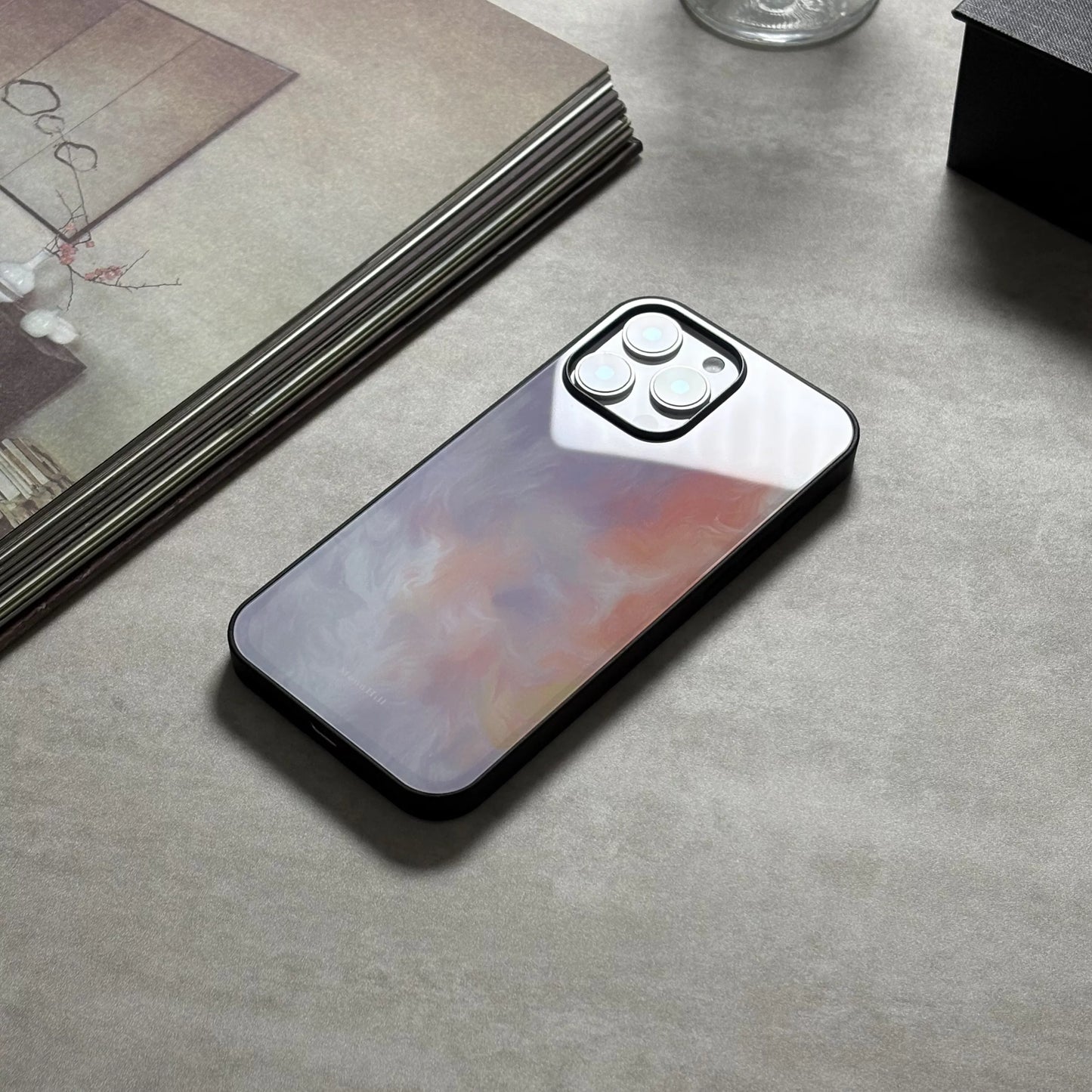 Colorful flowing water pattern, anti-slip, full-coverage glass original premium phone case.