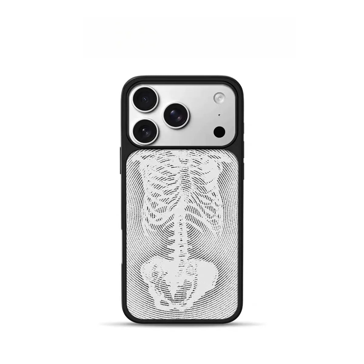 Instagram-worthy retro skull-themed black-bordered magnetic shockproof phone case.